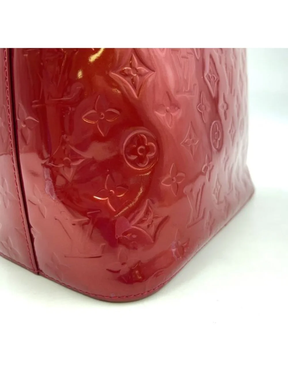Louis Vuitton Houston Monogram Vernis Pomme D'amour Enamel Leather Red Tote Gold - Picture 8 of 14